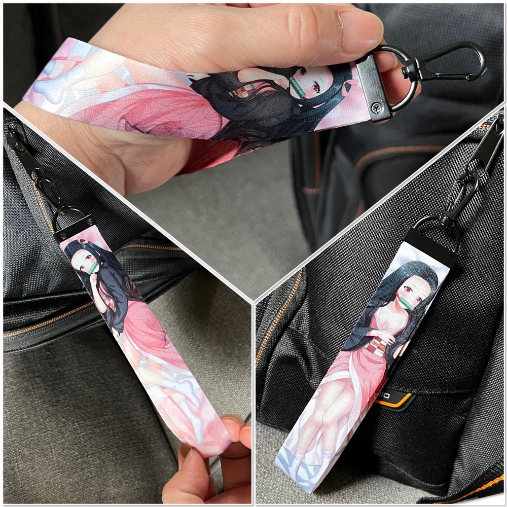 Handmade Anime Demon Slayer Nezuko Kamado Wristlet Lanyard Keychain